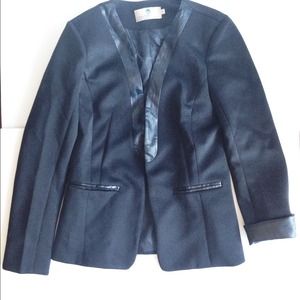 Faux Leather trim blazer