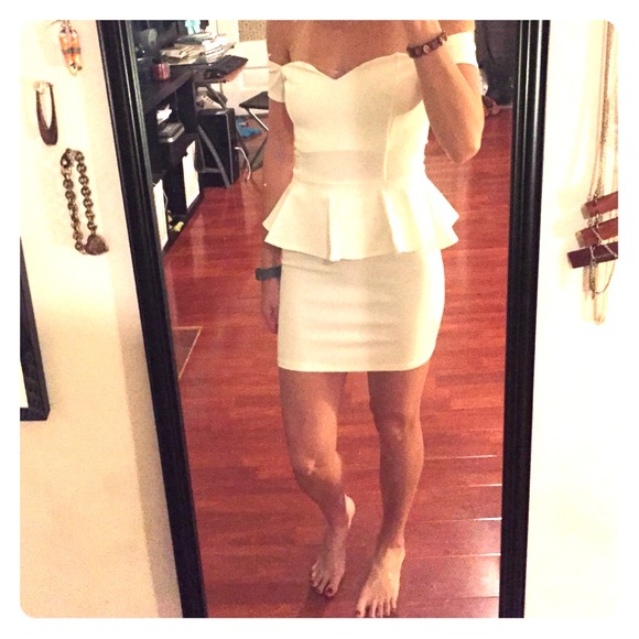 Nasty Gal White Peplum Dress Size Medium
