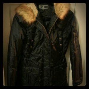 Black stylish winter parka - worn once.