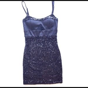 Black Sequin Cutout Dress