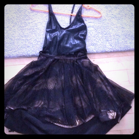 Great for Halloween! Black Pleather funky dress