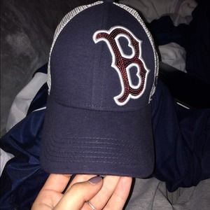 Boston Red Sox hat with red sequins