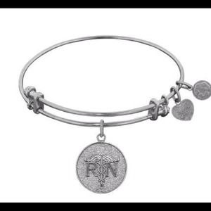 NWT TWOAngelica Silvertone RN Nurse Charm Bracelet