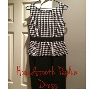 Size 6 Houndstooth Peplum Dress