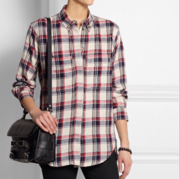 Etoile Isabel Marant Upton Plaid Linenblend Shirt - Picture 2 of 2
