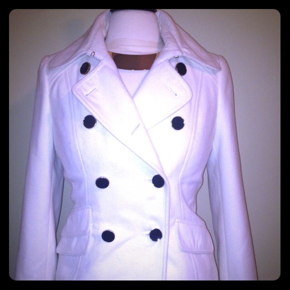 NWOT Wool blend winter white pea coat