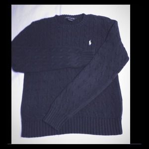 Ralph Lauren Navy Cable Knit Sweater.