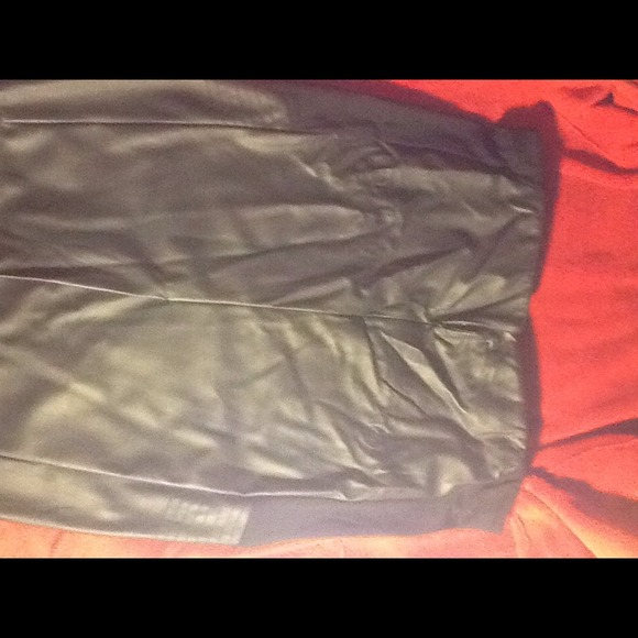 Faux leather panel skirt