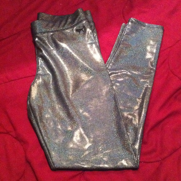 PINK black metallic yoga pants