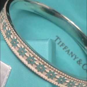 Tiffany and co. Blue Enamel daisy bangle
