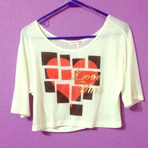 A'GACI "LOVE HURTS" WHITE CROP TOP
