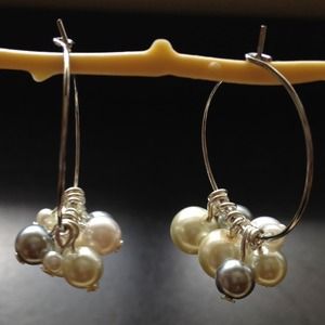 Faux pearl hoop earrings handmade
