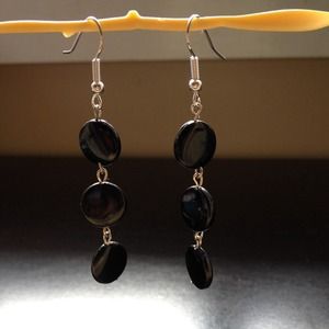 Black bead earrings handmade