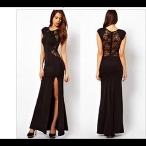 Black Slim Split Side Long Dress