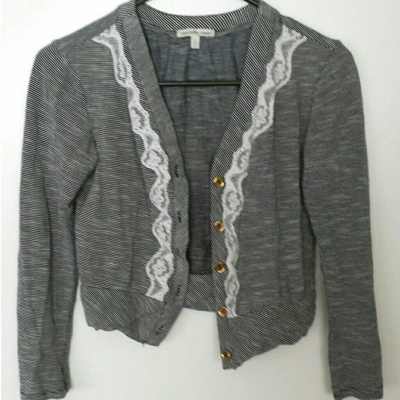 Cute Gray Lace Front Babydoll Cardigan