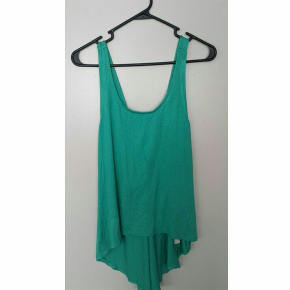 Foreign Exchange Teal Cut Out Back Hi Lo Tank - Picture 2 of 2