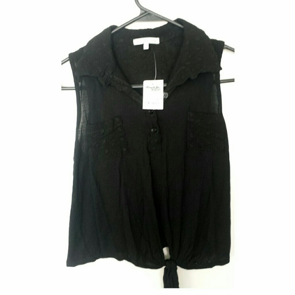 Black Tie Front Top w/ Detail