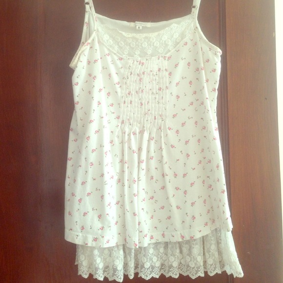 Millau floral tank with lace trimming