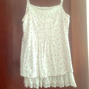 Millau floral tank with lace trimming