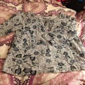 White and blue cotton Eddie Bauer shirt