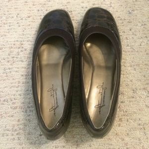 Dark Brown Snake Skin Flats