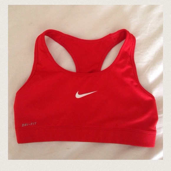 Red Nike sports bra. For @jaxd