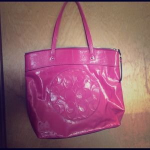 Beautiful Salmon Patent Leather Coach!