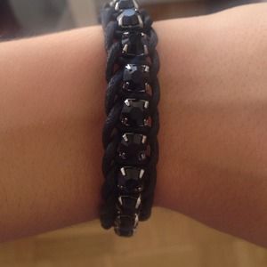 Swarovski black leather bracelet