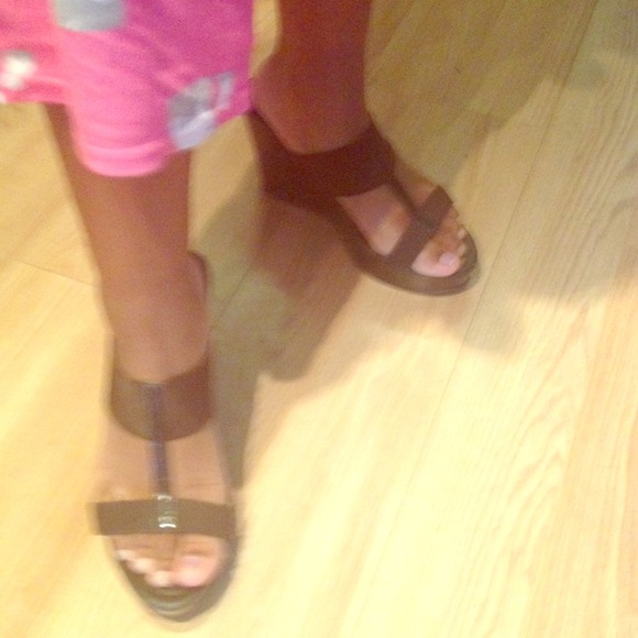 Brown wedge sandals