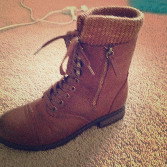 Brown combat boots