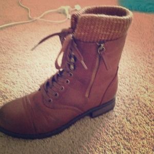 Brown combat boots