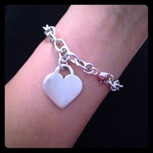 925 Sterling silver chain bracelet with heart