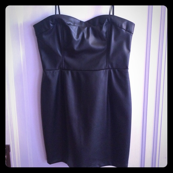 Bcbg black faux leather dress. Sz 12