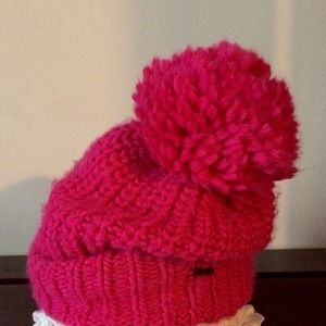 Abercrombie & Fitch hot pink beanie w/ big ball