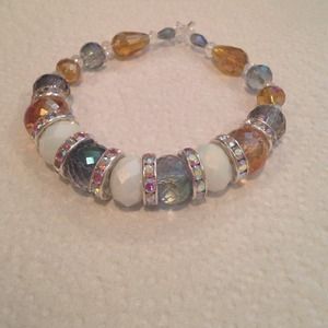 HOMEMADE Gold,blue,silver,and purple bracelet!!
