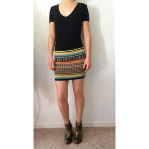 Tribal Print Mini Skirt.