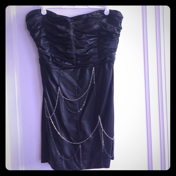 Bebe strapless black faux leather dress
