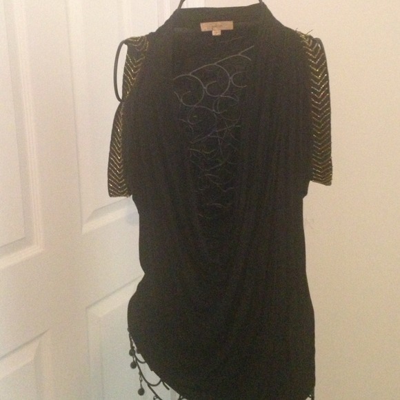 Fun black top with gold trim