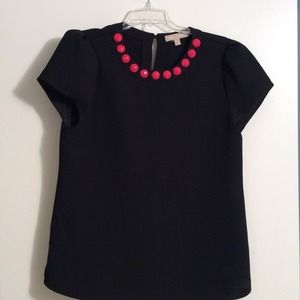 Banana republic black blouse with pink jewels