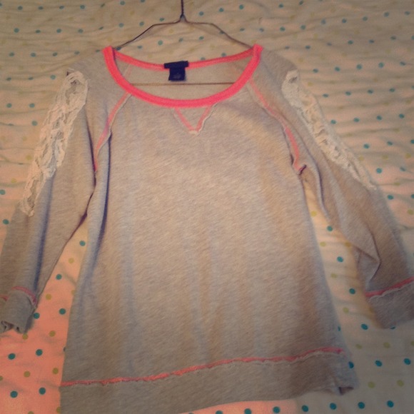 Rue 21  sweater with a little lace on the sleeves.