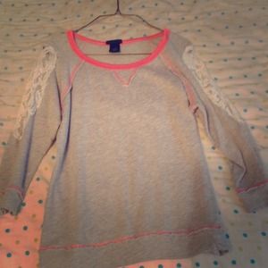 Rue 21  sweater with a little lace on the sleeves.