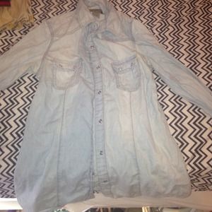 Light Blue Denim Long Sleeved Shirt