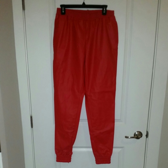 Brand new Red leather joggers