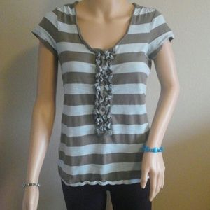 Striped shirt with ruffle