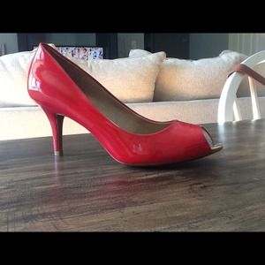 Red peep toe heel