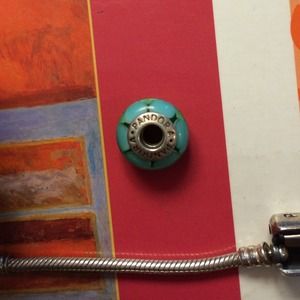 Green and blue glass pandora charm