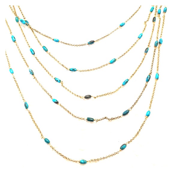 5-Strand Gold and Turquoise Necklace