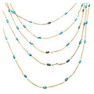 5-Strand Gold and Turquoise Necklace
