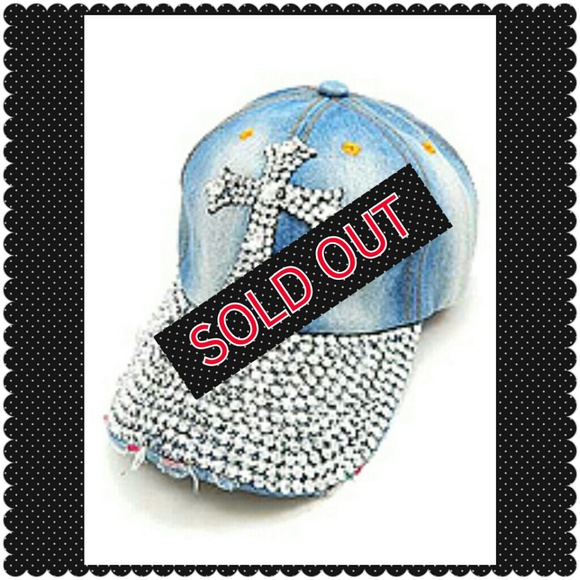 Rhinestone Cross Denim Hat...brand new never worn - Picture 1 of 1