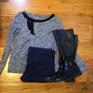 Loft Black Bow Detail Shirt